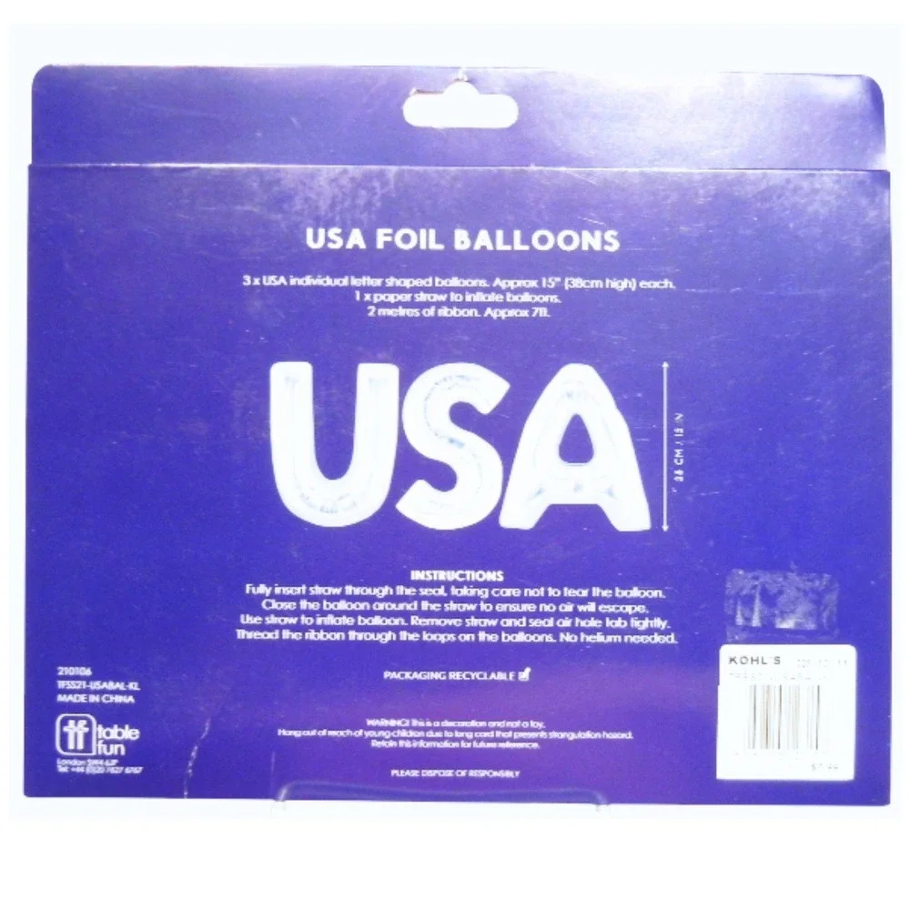 USA Foil Balloons Air Filled 15 Inch Letter Shaped Party Decor